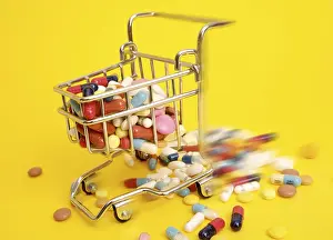 Healthcare Industry Icon Drucke: Symbolic for consumption of tablets