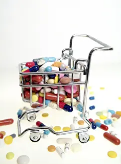 Healthcare Industry Icon Drucke: Symbolic for consumption of tablets