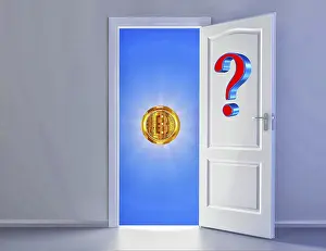 Stock Market Crash Drucke: Symbolic image, Bitcoin with question mark