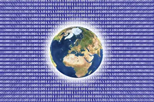 Computer Graphic Globe Drucke: Symbolic image for cloud computing