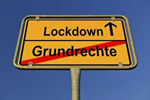 Empty Streets Germany Drucke: Symbolic image, suspension of basic rights during lockdown