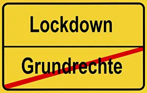 Virus Epidemic Plague Drucke: Symbolic image, suspension of basic rights during lockdown
