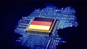 Artificial Intelligence Illustration Drucke: Symbolic image on the topic of digital development in Germany