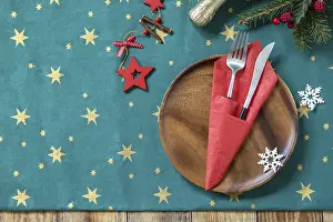 Christmas Dinner Setting Drucke: Table setting for Christmas dinner