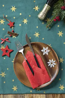 Christmas Dinner Table Setting Drucke: Table setting for Christmas dinner