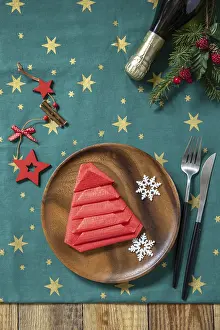 Christmas Dinner Table Setting Drucke: Table setting for Christmas dinner