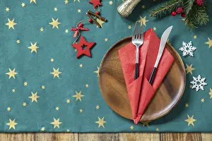 Christmas Dinner Table Setting Drucke: Table setting for Christmas dinner