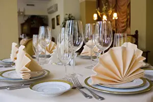 Sterling Cutlery Set Drucke: Table setting with plate and a napkin