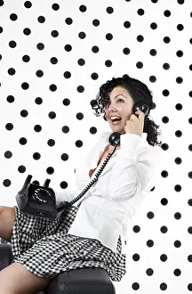 Woman On Phone Drucke: Talking on the phone