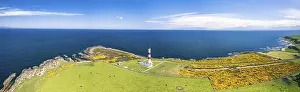 Scottish Coastal Landscape Drucke: Tarbat Ness Lighthouse from a drone