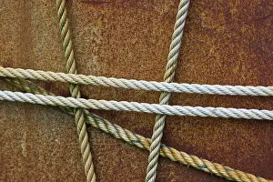 Rusty Metal Surface Drucke: Taut ropes on a rusty surface, Mykines