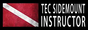 Gerahmter Druck : Tec Sidemount Instructor, Diver Down Flag Gerahmter Druck : Tec Sidemount Instructor, Diver Down Flag
