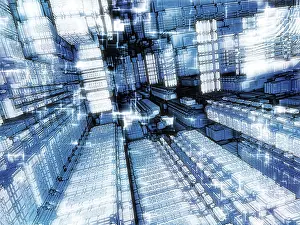 Virtual Reality Concept Image Drucke: Tech abstract background - computer-generated image