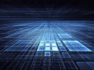 Fractal Art Background Drucke: Tech background ar backdrop - abstract computer-generated 3d illustration