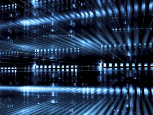 Futuristic Data Center Drucke: Tech background with glowing lines