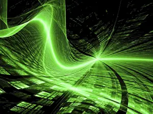 Virtual Reality Backdrop Drucke: Tech fractal background - wave and grid