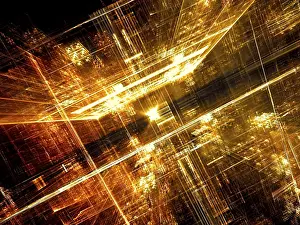 Straßenkunst Drucke: Technik, Science-Fiction oder virtuelle Realität-Hintergrund mit Perspektive - abstrakte computer-generierte Abbildung