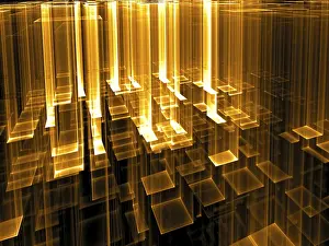 Abstract Fractal Geometry Drucke: Technology background - abstract computer-generated 3d illustration