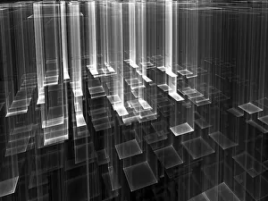 Abstract Fractal Geometry Drucke: Technology background - abstract computer-generated 3d illustration