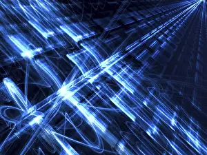 Digitale Kunst Drucke: Technologischer Hintergrund mit Lichteffekten - abstrakte computer-generierte Bild.
