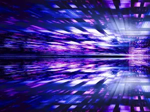 Motion Blur Effect Drucke: Technology background with perspective and motion blur effect - abstract 3d illustration