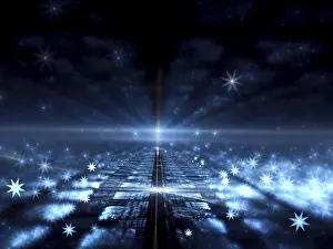 Fractal Art Background Drucke: Technology blurred background - abstract computer-generated image