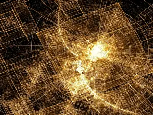 Symbolic Picture Concept Drucke: Technology or space theme background - abstract computer-generated image