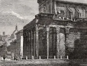 Ruined Building In Italy Drucke: The Temple of Antoninus and Faustina
