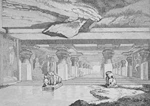 Black And White Asia Images Drucke: The Temple of Ellora, Dumar Layna