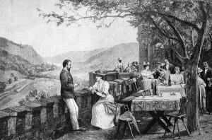 German Beer Garden Drucke: On the terrace of the Ebernburg