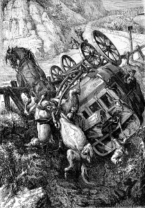 Deserted Landscape Art Drucke: A terrible fall. The diligence rolled on itself