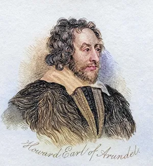 English Nobleman Portrait Drucke: Thomas Howard 2nd (or 14th) Earl of Arundel Earl of Surrey Earl of Norfolk 1585-1646 English nobleman and courtier