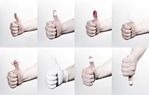 Positive Hand Signal Drucke: Thumbs up in various positions