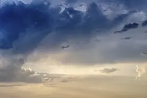 Evening Sunlight Mood Drucke: Thunder sky at sunset, approaching of the storm