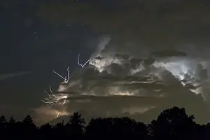 Deserted Southern Germany Drucke: Thundercloud and lightning in the evening