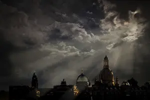 Deserted Cityscape Germany Drucke: Thunderclouds above Dresden, Saxony