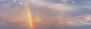 Full Frame Cloud Image Drucke: Thunderclouds in evening light with rainbow