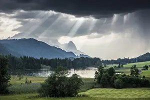 Cloudy Day In Southern Germany Drucke: Thunderclouds over Geroldsee or Wagenbruchsee