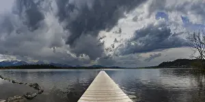 Cloudy Evening Light Drucke: Thunderclouds at sunset, Hopfensee