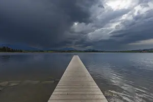 Hopfensee Lake Germany Drucke: Thunderclouds at sunset, Hopfensee