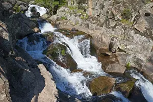 Cascada Del Diablo Spain Drucke: Thundering waterfall over rocks in a quiet forest