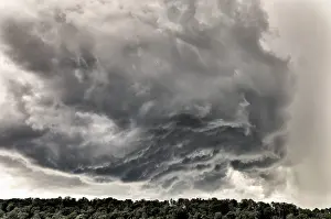 Deserted Germany Landscape Drucke: Thunderstorm approaching Stuttgart