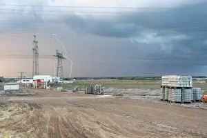 Gloomy Weather Forecast Drucke: Thunderstorm cell with lightning