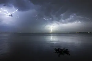 Austria Travel Photography Drucke: Thunderstorm with multiple thunderbolts