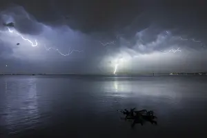 Thunderstorm Lake Constance Drucke: Thunderstorm with multiple thunderbolts