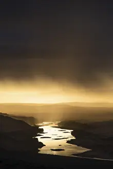 Namibia South Africa Border Drucke: Thunderstorm over the Orange River