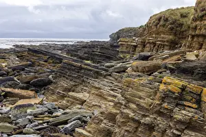 Sedimentary Rock Layers Drucke: Tilted Devonian sandstone layers