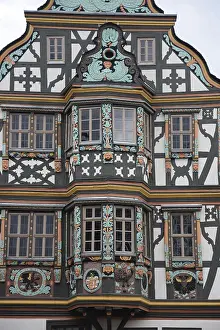 Half Timbered Building Construction Drucke: Timber-frame, bay window, facade