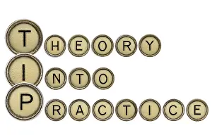 Bright Background Image Drucke: TIP (theory into practice) acronym explained with isolated