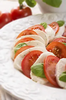Tomato Mozzarella Drucke: Tomato with mozzarella cheese - selective sharpness-deep